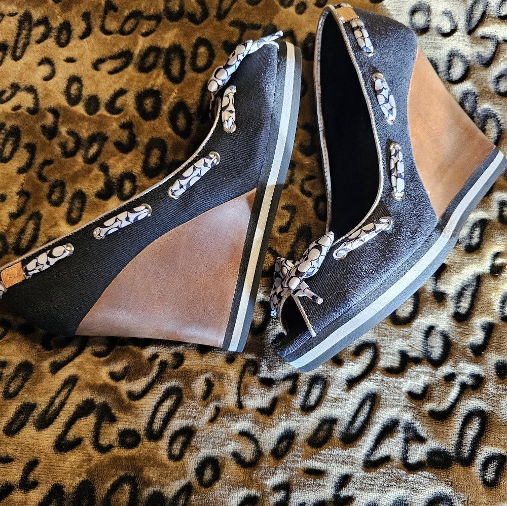 coach sandals 7.5 Coach Thalia Black & White Denin - Picture 4 of 11